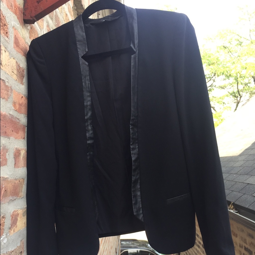 Massimo black blazer with faux leather details